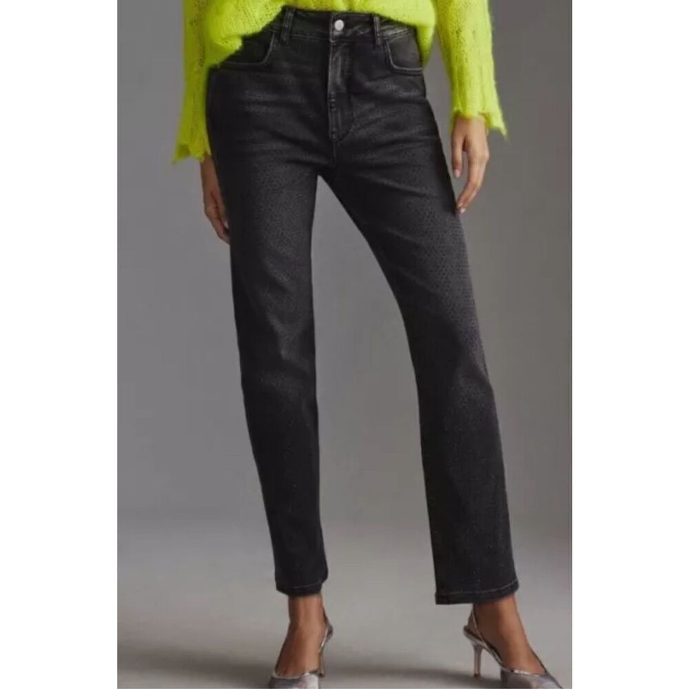 Pilcro Gem High-Rise Straight-Leg Jeans Black Size 28 Tall